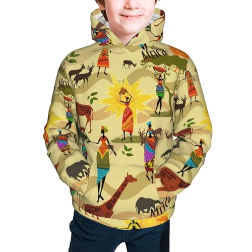 Ethnic African Kid Hoodies Boys Sweatshirts Girls Pullover with Pocket3
