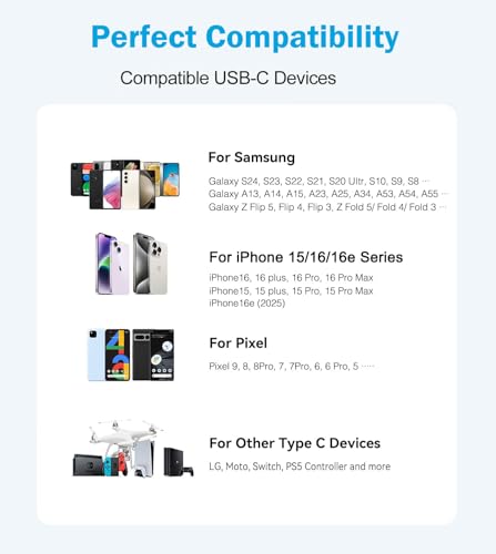 USB C Charger Cable for Samsung (2 Pack), USB A to USB C Car Cables for S25/S24/S23/S22+ fe/S21/S20/A16/A15/A14/A23/A06/A05S/A04/A25/A35/A52/A53/A54/A55, Android Auto Type-c Cord Z Flip 5/4/3/Fold 5 - Image 3