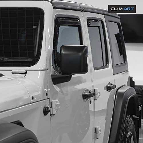 Image of CLIM ART in-Channel Incredibly Durable Rain Guards for Jeep Wrangler JL 2018-2026 /Gladiator 2020-2026, Original Window Deflectors, Vent Window Visors, Vent Deflector, 4 pcs. - 618405