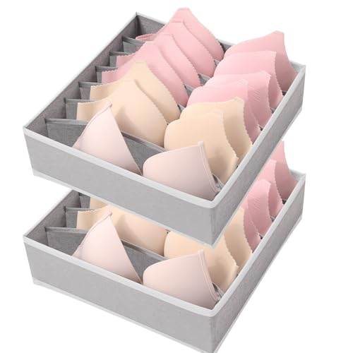 Lot de 2 Organisateur Tiroir pour Sous-Vetements Pliables Boite Rangement en Tissu pour Soutien-Gorges Cravates Foulard Chaussettes,avec 7 Compartiments