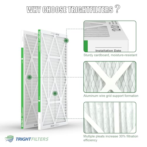 Image of TRIGHTFILTERS 20x30x1 Air Filter 4 Pack, MERV 8 Pleated HVAC Furnace Filter