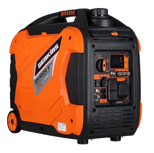 Genkins 4500W Portable Inverter Generator Gas Powered Pure Sine Wave Lightweight Quiet Electric and...