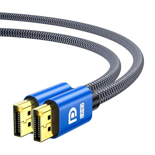 Zazalon 8K Cable DisplayPort 3M - [8K@60Hz, 4K@144Hz, 2K@240Hz, 32.4Gbps] HDR10, DSC 1.2a, G-Sync y Free-Sync, Cable DP 1.4 para Gaming Monitor, Tarjeta Gráfica, PC - Azul