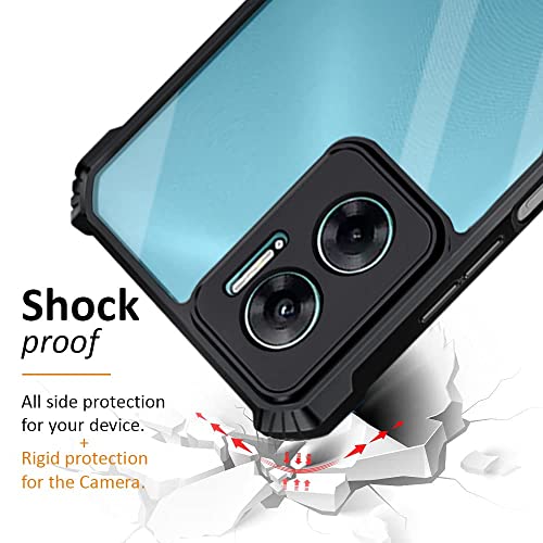 Image of WOW IMAGINE Shock Proof Clear Back Cover Case Mobile Cover for Redmi 11 Prime 5G (Hard | Hybrid PC + TPU | Full Armour Device & Camera Protection | Black)
