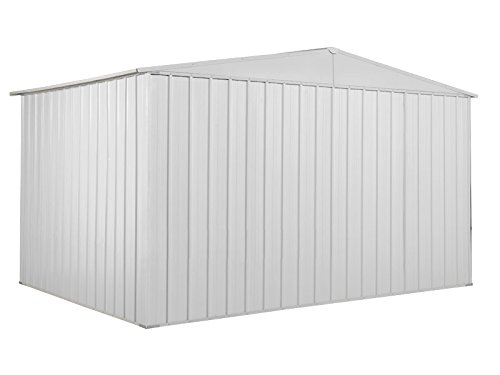 Notek Box in Acciaio Zincato Casetta da Giardino in Lamiera 3.60 x 2.60 m x h2.12 m - 130 kg – 9,1 Metri Quadri (Bianco)