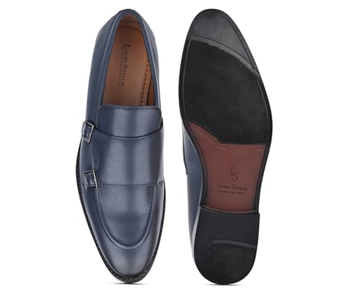 Image of LOUIS STITCH Double Monk Strap Shoes for Men | Slip-on Monk Style | Office Shoes for Men | Formal Shoe for Men Ideal for Business, Casual, Parties (LSRG FMBB)