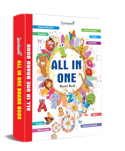 Image of All In One Early Learning Board Book For Kids to Learn Alphabet, Numbers, Shapes and Colours, Transport, Birds and Animals, Professions, Opposite , Parts of the body and Objects Around Us.