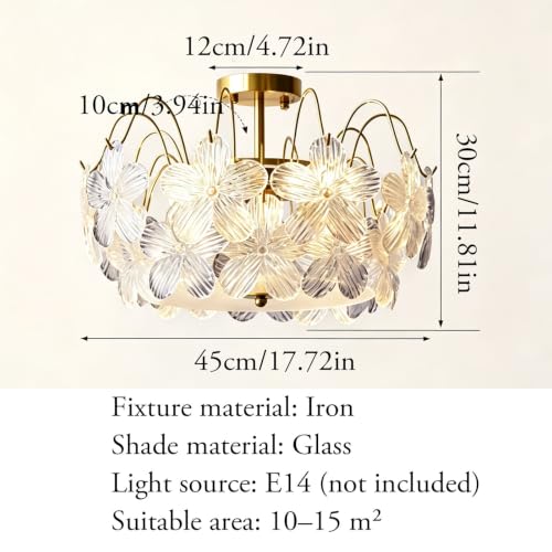 Lámpara de techo de flores de cristal de 45cm para comedor y hogar 2