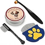 4-in-1 Tear Stain Remover Kit for Dogs & Cats - 1oz Natural Eye Balm with Pro Application Brush & 2 Stainless Steel Combs - Professional Eye Gunk (4in1)