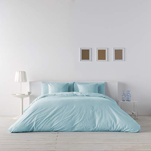 Naturals S2802389 Funda Nórdica Lino, Azul Claro, Tamaño Cama de 180, 260 X 240 Cm