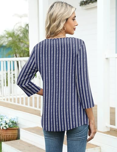 Image of LOMON Womens 3 /4 Length Sleeve T Shirts Asymmetrical Neck Tops Business Blouses for Women Fashion 2026