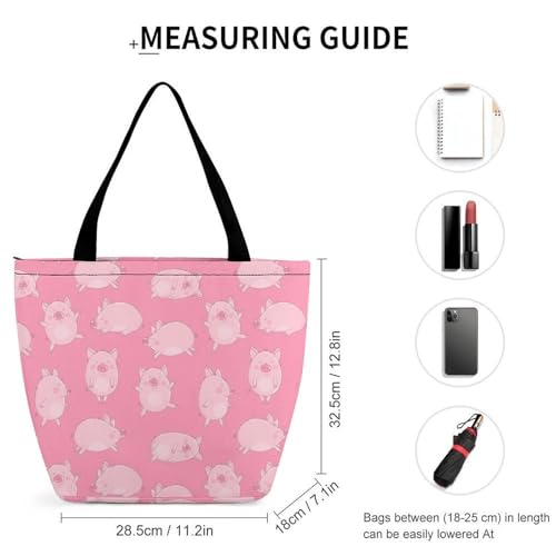 Sac à main pour femme cochons mignons grand cabas de shopping et voyage en toile grand format - 4