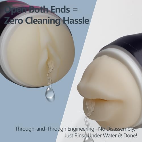 Image of 2-in-1 Dual-Ended Male Masturbator，Masturbation Cup, Male masterburbater，Penis Stroker, Pussy Sex, Oral Sex,Anal Sex 3 Mode Male Sex Toys (Blue)