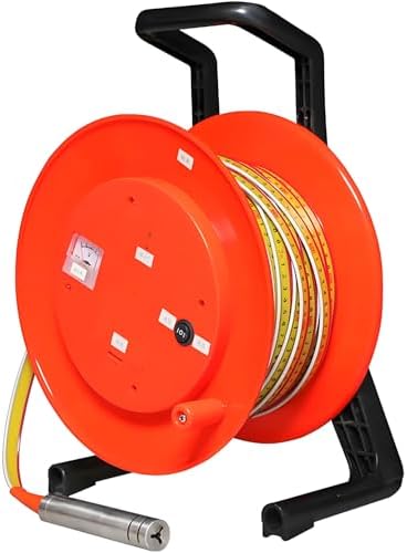 Water Depth Gauge 10-300m, Stainless Steel Probe & Steel Tape, Groundwater Level Meter with Buzzer & Voltmeter for Well & Reservoir Monitoring, 150m (492ft)