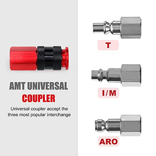 Juego de conexión rápida de aluminio industrial NPT 1/4 con conectores neumáticos 4