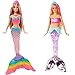 Barbie Dreamtopia Bambola Sirena, Bionda Con Coda Che Si Muove E Luci, Giocattolo Per Bambini 3+ Anni, Multicolore & Sirena Arcobaleno Con Capelli Biondi, Luci Colorate, Si Attiva Sott'Acqua