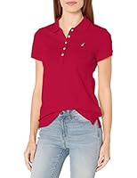 Nautica Womens 3-Button Short Sleeve Breathable 100% Cotton Polo Shirt, Nautica Red, XX-Large