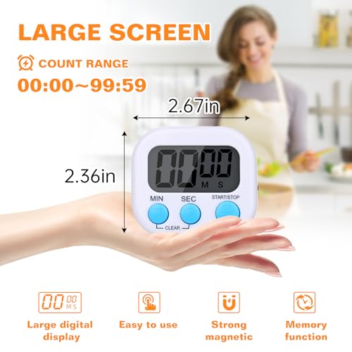 12 Pack Digital Kitchen Timers, Magnetic Countdown Timer with Loud Alarm - Image 4
