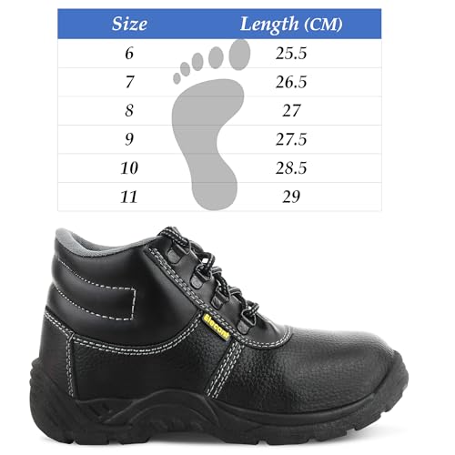 Image of ELECANT Lace-up Steel Toe, PVC Sole and Rexine Upper Black Safety Shoes for Construction, Factory and Industrial Work||Safety Shoes for Men