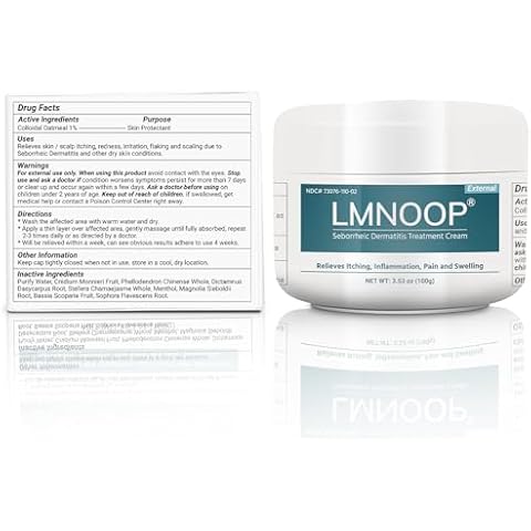 LMNOOP Extra Strength Seborrheic Dermatitis Cream, Psoriasis Relief, Combatting Folliculitis, Effective Dandruff Treatment, Soothe Itching, Redness & Irritation, 3.53 Oz Cover