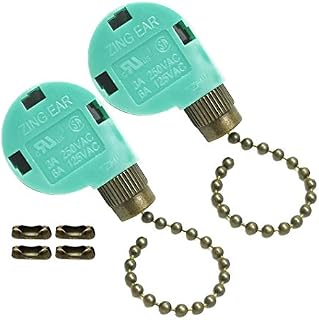 Hyamass 2pcs Ceiling Fan Switch 3 Speed 4 Wire Zing Ear ZE-268S6 Pull