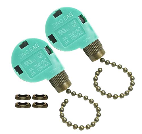 Hyamass 2pcs Ceiling Fan Switch 3 Speed 4 Wire Zing Ear ZE-268S6 Pull