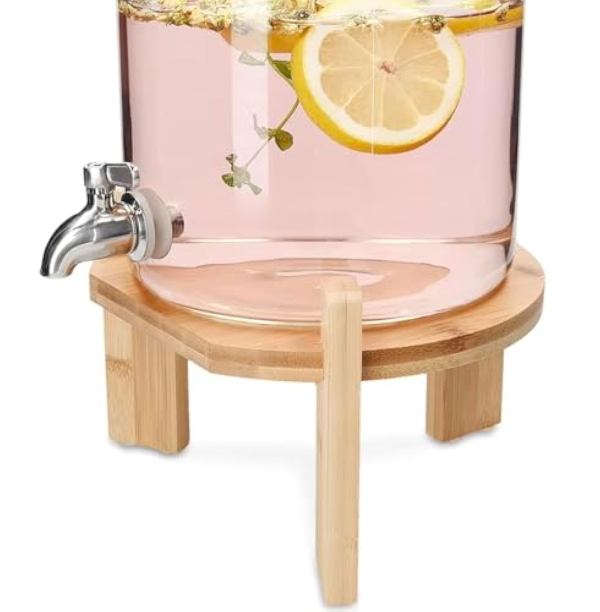 Glass Beverage Dispenser with Stand for Hot or Cold Drinks