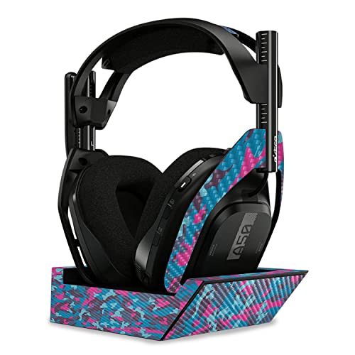 Image of MightySkins Carbon Fiber Skin Compatible with Astro A50 Wireless Headphones + Base Station (Gen 4) - Cool Blue Pink Camo | Protective, Durable Textured Carbon Fiber Finish | Easy to Apply