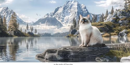 Diamond Painting Chat Eau de Montagne 50x100 | Peinture Diamant 5D Point de Croix Maison