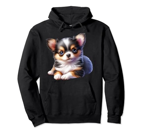Chihuahua de ojos azules Chihuahua Acuarela Cabello Largo Chihuahua Sudadera con Capucha