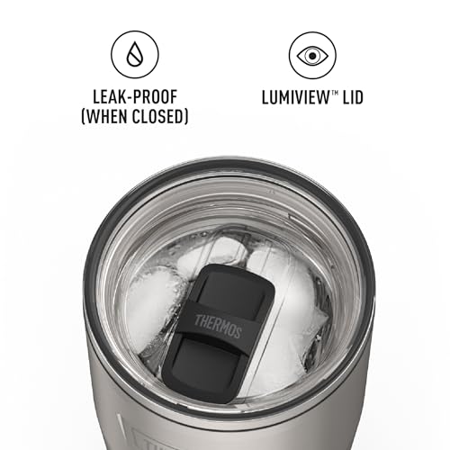 Image of THERMOS Icon Series 24oz Stainless Steel Tumbler with Slide Lock Lid, Leakproof, Fits Cupholder, Dishwasher Safe, Griptec Non‑Slip Base, Keeps Drinks Hot 6 Hrs /Cold 22 Hrs, Matte Stainless Steel