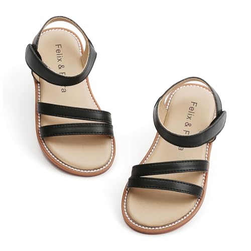 Image of Felix & Flora Toddler Girl Sandals - Little Girl Easter Dress Shoes Lightweight Open Toe Beach Holiday Flats