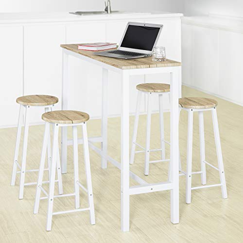 SoBuy OGT22-WN Tafelset + 4 Barkrukken Bistro Bartafelset + 4 Barkrukken met Voetenbank Hoge Tafel Keuken Hoge Tafel - Image 7