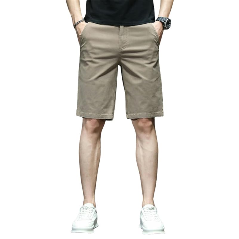 Short d'été homme coton fin coupe droite décontracté mi-long