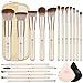 HEYMKGO 18 Brochas de Maquillaje Profesional con 2 Difusores y Bolsa de Viaje, Pinceles Sintéticos Premium para Maquillaje en Polvo, Coloretes, Sombras de Ojos, Pinceles de Maquillaje