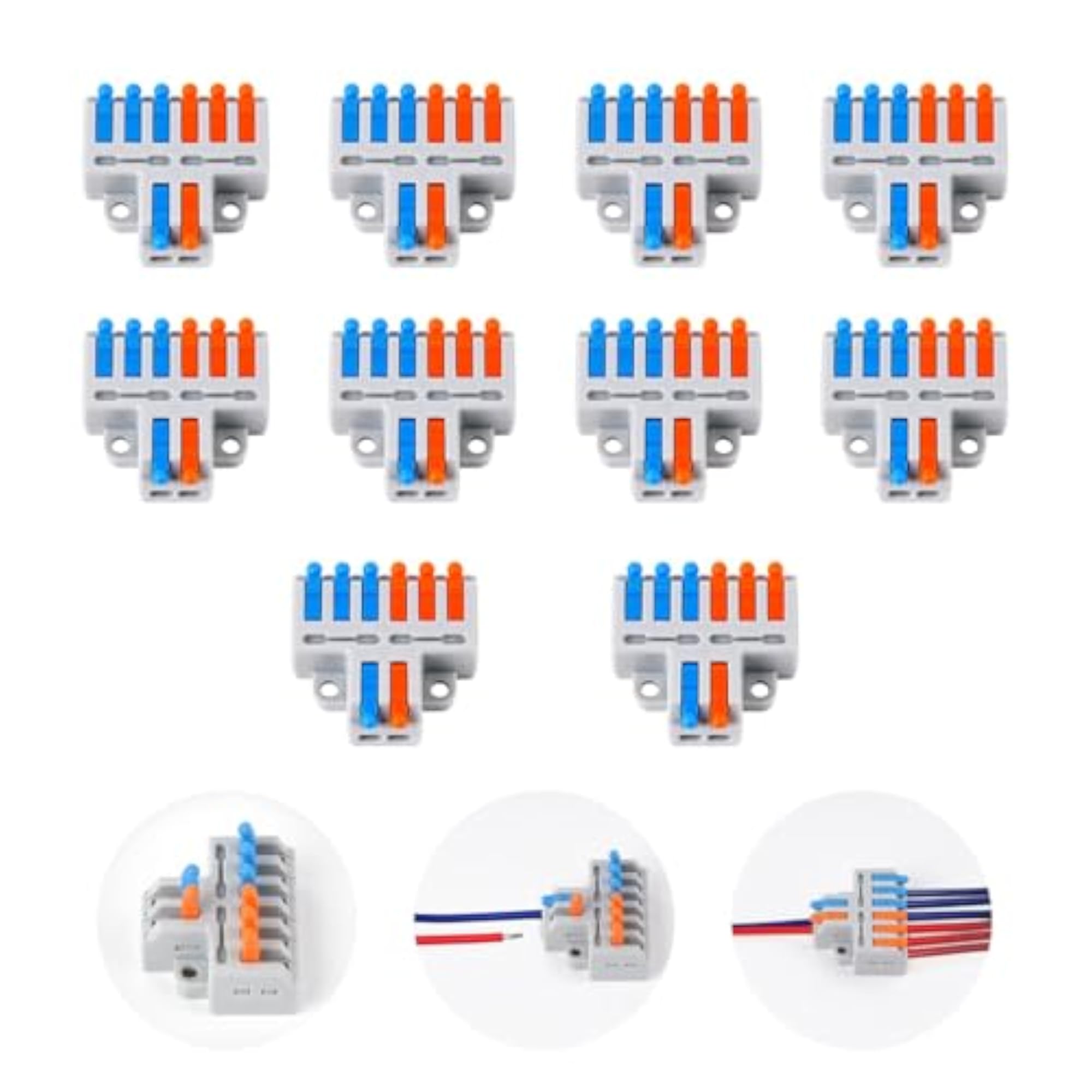 10Pcs Lever-Nut Wire Connectors for AWG 28-12