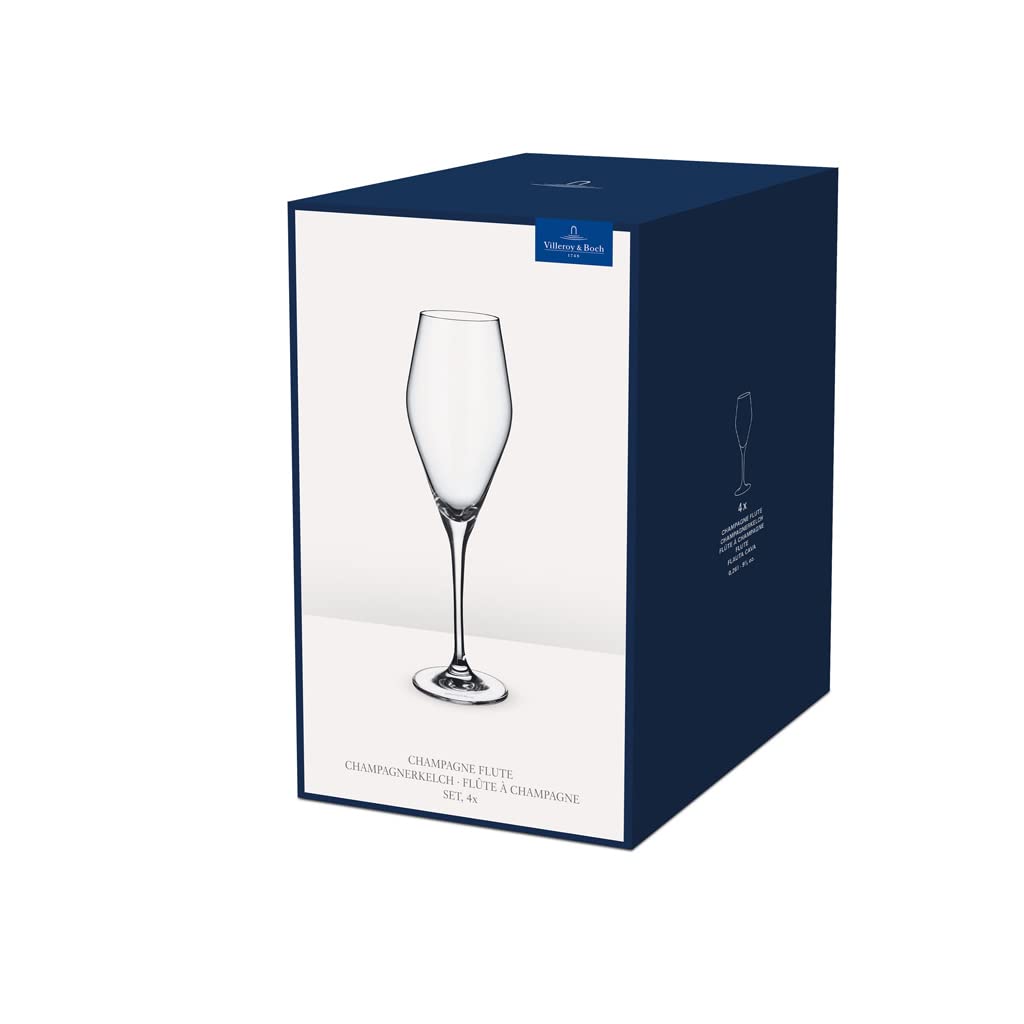 Villeroy & Boch - La Divina Flauta Cava Set 4 Piezas Claro, Apto para Lavavajillas, Copas de Champán Cristal, Copas Flauta Champagne o Cava, Vidrio de Cristal