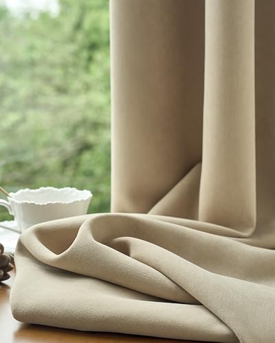 Image of Graywind Motorized Curtains with Track, Room Darkening Smart Curtains, Rechargeable Curtains Compatible with Alexa & Remote Control for Large Windows, Custom Drapes Up to 220 inch, Canvas (Sand)