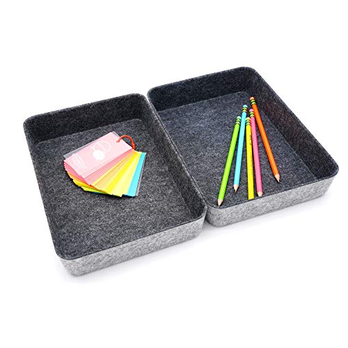 Welaxy Office supplies Desk Drawer organizers trays felt storage bins drawers dividers gifts idea for him (Charcoal x 2)