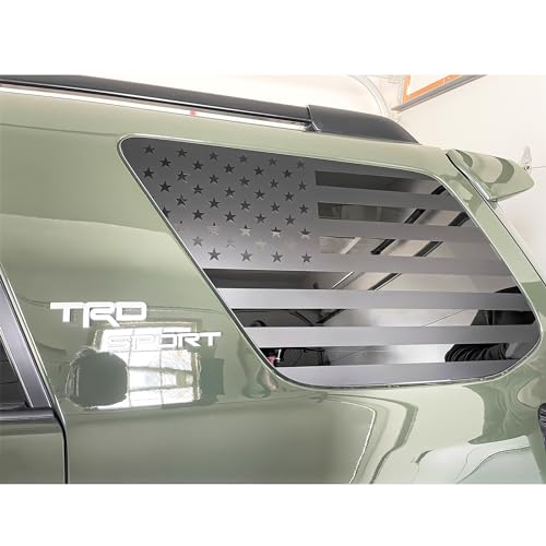 Image of Rear Flag Window Decal Fits Toyota 4Runner 5th Gen Accessories 2010-2017 2018 2019 2020 2021 2022 2023 2024, Precut Back Side Window Vinyl American Glass USA Sticker Exterior Accessories Matte Black