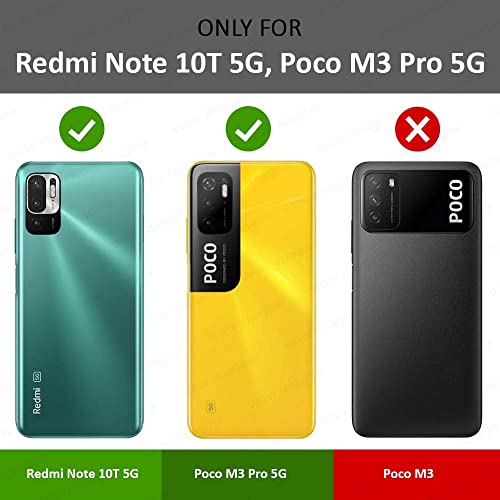 Image of WOW IMAGINE Shock Proof Flip Cover Back Case Cover for Xiaomi Redmi Note 10T 5G | Poco M3 Pro 5G (Flexible | Leather Finish | Card Pockets Wallet & Stand | Blue)