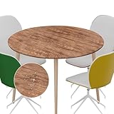Wapasezyar Tischdecke Runde Outdoor 48 in, PVC Spanntischdecke Rund Tischfolie Elastisch Gartentischdecke Wetterfest für Tische von 90 bis 110 cm (Braune Holzmaserung)