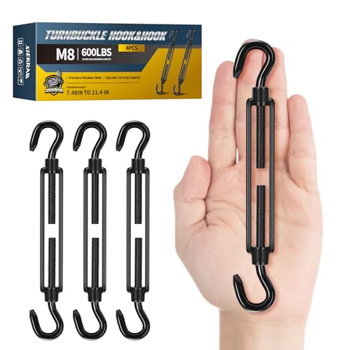 4Pcs M8 304 Stainless Steel Hook & Turnbuckle Hook, 600lbs...
