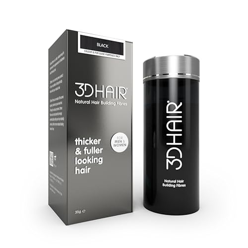 3D Hair Fibres | Hair Powder for Thinning Hair 35g Bottle | Makes Thin Hair Look Thicker in Seconds | Hair Loss Concealer For Women & Men (Black) option