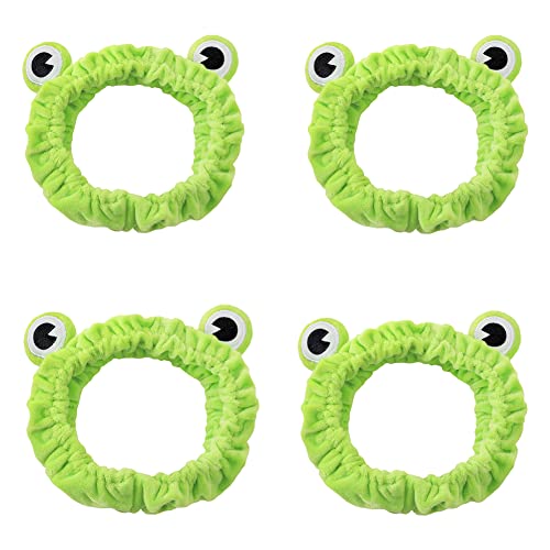 Bandeau drôle de grenouille, Bandeau de Maquillage, Mignon Grenouille Cheveux Cerceau, bandeau élastique d'oeil de grenouille bandeau mignon de grenouille pour le lavage de visage (A 4pcs) Cover