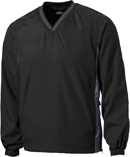 Joe's USA Men's Athletic All Sport V-Neck Raglan Wind Shirt-2XL-Black/Graphite Grey
