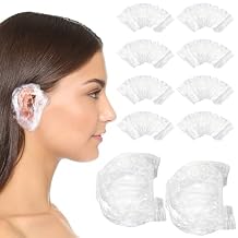 400 Count Disposable Ear Covers for Shower Waterproof, 1.8x0.8 Inch Ear Shower Caps for Adults, Clear Water Elastic Ear Caps for Bathing, Washing Hair, Kids & Adults