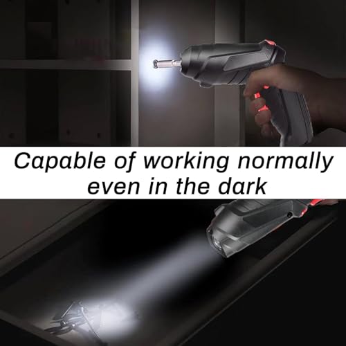 Image of Cordless Electric Screwdriver Set | USB Rechargeable Screw Gun Kit with LED Light | Lightweight Power Tool With LED Light for Home, Office, DIY, and Appliance Repair - Black