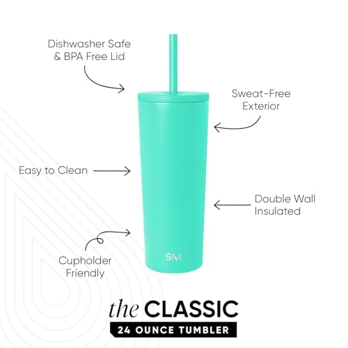 Image of Simple Modern Classic Tumbler with Straw Lid | Insulated Iced Coffee Cup Reusable Stainless Steel Water Bottle Travel Mug | Gifts for Women Men Her Him | 24oz | Tropical Wave