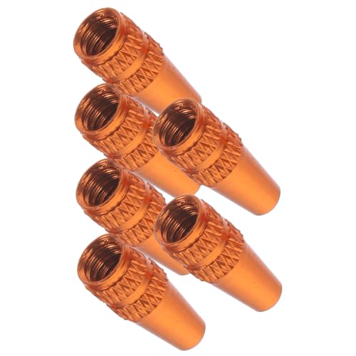 ORFOFE 6 Pcs Tapas para Válvula Francesa de Aleación de Aluminio para Bicicletas Cubiertas Naranja para Polvo Tapas de Aire para Neumáticos para Bicicleta de Montaña y Ruta Resistente a la Corrosión Protección de Sellado miniatura 1